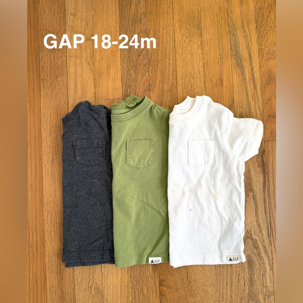 GAP 24m Short Sleeve T-Shirt Trio - Black, Green, White